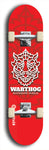 Skateboard deck: Limited edition, North American maple skateboard deck designed by underground artist BellyRash -- available in widths 7.5 to 8.5 inches in both mellow concave and steep concave shapes. Artwork: WARTHOG brand popsicle-shaped skateboard deck with WARTHOG logo broken into multiple colors and shades