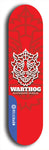 Skateboard deck: Limited edition, North American maple skateboard deck designed by underground artist BellyRash -- available in widths 7.5 to 8.5 inches in both mellow concave and steep concave shapes. Artwork: WARTHOG brand popsicle-shaped skateboard deck with WARTHOG logo broken into multiple colors and shades