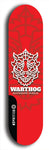 Skateboard deck: Limited edition, North American maple skateboard deck designed by underground artist BellyRash -- available in widths 7.5 to 8.5 inches in both mellow concave and steep concave shapes. Artwork: WARTHOG brand popsicle-shaped skateboard deck with WARTHOG logo broken into multiple colors and shades