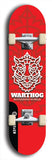 Skateboard deck: Limited edition, North American maple skateboard deck designed by underground artist BellyRash -- available in widths 7.5 to 8.5 inches in both mellow concave and steep concave shapes. Artwork: WARTHOG brand popsicle-shaped skateboard deck with WARTHOG logo broken into multiple colors and shades