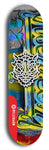 Skateboard deck: Limited edition, North American maple skateboard deck designed by underground artist BellyRash -- available in widths 7.5 to 8.5 inches in both mellow concave and steep concave shapes. Artwork: WARTHOG brand popsicle-shaped skateboard deck with WARTHOG logo broken into multiple colors and shades