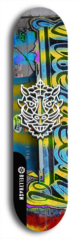 Skateboard deck: Limited edition, North American maple skateboard deck designed by underground artist BellyRash -- available in widths 7.5 to 8.5 inches in both mellow concave and steep concave shapes. Artwork: WARTHOG brand popsicle-shaped skateboard deck with WARTHOG logo broken into multiple colors and shades