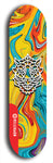 Skateboard deck: Limited edition, North American maple skateboard deck designed by underground artist BellyRash -- available in widths 7.5 to 8.5 inches in both mellow concave and steep concave shapes. Artwork: WARTHOG brand popsicle-shaped skateboard deck with WARTHOG logo broken into multiple colors and shades