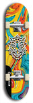 Skateboard deck: Limited edition, North American maple skateboard deck designed by underground artist BellyRash -- available in widths 7.5 to 8.5 inches in both mellow concave and steep concave shapes. Artwork: WARTHOG brand popsicle-shaped skateboard deck with WARTHOG logo broken into multiple colors and shades