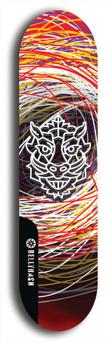 Skateboard deck: Limited edition, North American maple skateboard deck designed by underground artist BellyRash -- available in widths 7.5 to 8.5 inches in both mellow concave and steep concave shapes. Artwork: WARTHOG brand popsicle-shaped skateboard deck with WARTHOG logo broken into multiple colors and shades