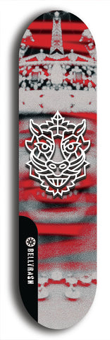 Skateboard deck: Limited edition, North American maple skateboard deck designed by underground artist BellyRash -- available in widths 7.5 to 8.5 inches in both mellow concave and steep concave shapes. Artwork: WARTHOG brand popsicle-shaped skateboard deck with WARTHOG logo broken into multiple colors and shades