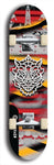 Skateboard deck: Limited edition, North American maple skateboard deck designed by underground artist BellyRash -- available in widths 7.5 to 8.5 inches in both mellow concave and steep concave shapes. Artwork: WARTHOG brand popsicle-shaped skateboard deck with WARTHOG logo broken into multiple colors and shades