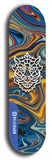 Skateboard deck: Limited edition, North American maple skateboard deck designed by underground artist BellyRash -- available in widths 7.5 to 8.5 inches in both mellow concave and steep concave shapes. Artwork: WARTHOG brand popsicle-shaped skateboard deck with WARTHOG logo broken into multiple colors and shades