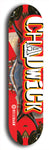 Limited edition, North American maple skateboard deck designed by underground artist BellyRash - available widths 7.5 to 8.5 inches in both mellow concave and steep concave shapes. Artwork: Chadwick brand popsicle-shaped with large Chadwick logo and red robot illustration with BellyRash red logo