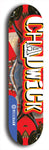 Limited edition, North American maple skateboard deck designed by underground artist BellyRash - available widths 7.5 to 8.5 inches in both mellow concave and steep concave shapes. Artwork: Chadwick brand popsicle-shaped with large Chadwick logo and red robot illustration with BellyRash red logo