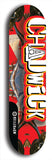 Limited edition, North American maple skateboard deck designed by underground artist BellyRash - available widths 7.5 to 8.5 inches in both mellow concave and steep concave shapes. Artwork: CHADWICK brand popsicle-shaped with large CHADWICK logo multi-colored patterned background