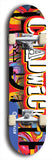 Limited edition, North American maple skateboard deck designed by underground artist BellyRash - available widths 7.5 to 8.5 inches in both mellow concave and steep concave shapes. Artwork: CHADWICK brand popsicle-shaped with large CHADWICK logo multi-colored patterned background