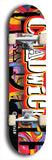 Limited edition, North American maple skateboard deck designed by underground artist BellyRash - available widths 7.5 to 8.5 inches in both mellow concave and steep concave shapes. Artwork: CHADWICK brand popsicle-shaped with large CHADWICK logo multi-colored patterned background