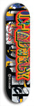 Limited edition, North American maple skateboard deck designed by underground artist BellyRash - available widths 7.5 to 8.5 inches in both mellow concave and steep concave shapes. Artwork: CHADWICK brand popsicle-shaped with large CHADWICK logo multi-colored patterned background