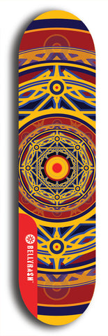 Skateboard deck: Limited edition, North American maple skateboard deck designed by underground artist BellyRash - available widths 7.5 to 8.5 inches in both mellow concave and steep concave shapes. Artwork: DHARMAMECHANIC logo brand popsicle-shaped deck 