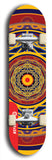 Skateboard deck: Limited edition, North American maple skateboard deck designed by underground artist BellyRash - available widths 7.5 to 8.5 inches in both mellow concave and steep concave shapes. Artwork: DHARMAMECHANIC logo brand popsicle-shaped deck 