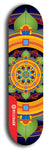 Skateboard deck: Limited edition, North American maple skateboard deck designed by underground artist BellyRash - available widths 7.5 to 8.5 inches in both mellow concave and steep concave shapes. Artwork: DHARMAMECHANIC logo brand popsicle-shaped deck 