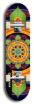 Skateboard deck: Limited edition, North American maple skateboard deck designed by underground artist BellyRash - available widths 7.5 to 8.5 inches in both mellow concave and steep concave shapes. Artwork: DHARMAMECHANIC logo brand popsicle-shaped deck 