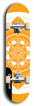 Skateboard deck: Limited edition, North American maple skateboard deck designed by underground artist BellyRash - available widths 7.5 to 8.5 inches in both mellow concave and steep concave shapes. Artwork: DHARMAMECHANIC logo brand popsicle-shaped deck 