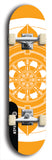 Skateboard deck: Limited edition, North American maple skateboard deck designed by underground artist BellyRash - available widths 7.5 to 8.5 inches in both mellow concave and steep concave shapes. Artwork: DHARMAMECHANIC logo brand popsicle-shaped deck 