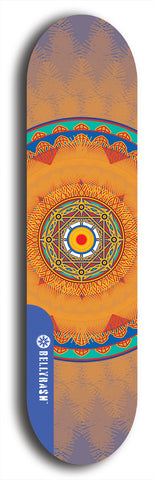 Skateboard deck: Limited edition, North American maple skateboard deck designed by underground artist BellyRash - available widths 7.5 to 8.5 inches in both mellow concave and steep concave shapes. Artwork: DHARMAMECHANIC logo brand popsicle-shaped deck 