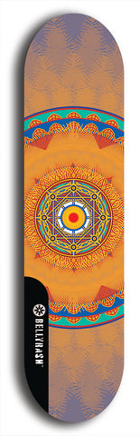 Skateboard deck: Limited edition, North American maple skateboard deck designed by underground artist BellyRash - available widths 7.5 to 8.5 inches in both mellow concave and steep concave shapes. Artwork: DHARMAMECHANIC logo brand popsicle-shaped deck 