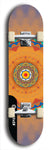 Skateboard deck: Limited edition, North American maple skateboard deck designed by underground artist BellyRash - available widths 7.5 to 8.5 inches in both mellow concave and steep concave shapes. Artwork: DHARMAMECHANIC logo brand popsicle-shaped deck 