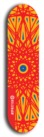 Skateboard deck: Limited edition, North American maple skateboard deck designed by underground artist BellyRash - available widths 7.5 to 8.5 inches in both mellow concave and steep concave shapes. Artwork: DHARMAMECHANIC logo brand popsicle-shaped deck 