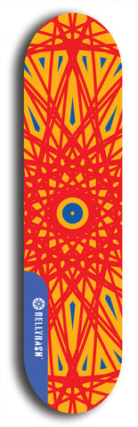 Skateboard deck: Limited edition, North American maple skateboard deck designed by underground artist BellyRash - available widths 7.5 to 8.5 inches in both mellow concave and steep concave shapes. Artwork: DHARMAMECHANIC logo brand popsicle-shaped deck 