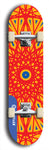 Skateboard deck: Limited edition, North American maple skateboard deck designed by underground artist BellyRash - available widths 7.5 to 8.5 inches in both mellow concave and steep concave shapes. Artwork: DHARMAMECHANIC logo brand popsicle-shaped deck 