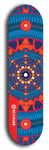 Skateboard deck: Limited edition, North American maple skateboard deck designed by underground artist BellyRash - available widths 7.5 to 8.5 inches in both mellow concave and steep concave shapes. Artwork: DHARMAMECHANIC logo brand popsicle-shaped deck 