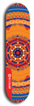 Skateboard deck: Limited edition, North American maple skateboard deck designed by underground artist BellyRash - available widths 7.5 to 8.5 inches in both mellow concave and steep concave shapes. Artwork: DHARMAMECHANIC logo brand popsicle-shaped deck 