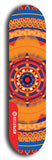 Skateboard deck: Limited edition, North American maple skateboard deck designed by underground artist BellyRash - available widths 7.5 to 8.5 inches in both mellow concave and steep concave shapes. Artwork: DHARMAMECHANIC logo brand popsicle-shaped deck 