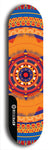 Skateboard deck: Limited edition, North American maple skateboard deck designed by underground artist BellyRash - available widths 7.5 to 8.5 inches in both mellow concave and steep concave shapes. Artwork: DHARMAMECHANIC logo brand popsicle-shaped deck 