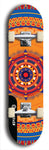 Skateboard deck: Limited edition, North American maple skateboard deck designed by underground artist BellyRash - available widths 7.5 to 8.5 inches in both mellow concave and steep concave shapes. Artwork: DHARMAMECHANIC logo brand popsicle-shaped deck 