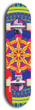 Skateboard deck: Limited edition, North American maple skateboard deck designed by underground artist BellyRash - available widths 7.5 to 8.5 inches in both mellow concave and steep concave shapes. Artwork: DHARMAMECHANIC logo brand popsicle-shaped deck 