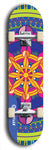 Skateboard deck: Limited edition, North American maple skateboard deck designed by underground artist BellyRash - available widths 7.5 to 8.5 inches in both mellow concave and steep concave shapes. Artwork: DHARMAMECHANIC logo brand popsicle-shaped deck 