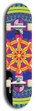 Skateboard deck: Limited edition, North American maple skateboard deck designed by underground artist BellyRash - available widths 7.5 to 8.5 inches in both mellow concave and steep concave shapes. Artwork: DHARMAMECHANIC logo brand popsicle-shaped deck 