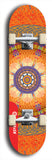 Skateboard deck: Limited edition, North American maple skateboard deck designed by underground artist BellyRash - available widths 7.5 to 8.5 inches in both mellow concave and steep concave shapes. Artwork: DHARMAMECHANIC logo brand popsicle-shaped deck 