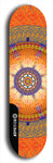 Skateboard deck: Limited edition, North American maple skateboard deck designed by underground artist BellyRash - available widths 7.5 to 8.5 inches in both mellow concave and steep concave shapes. Artwork: DHARMAMECHANIC logo brand popsicle-shaped deck 