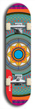 Skateboard deck: Limited edition, North American maple skateboard deck designed by underground artist BellyRash - available widths 7.5 to 8.5 inches in both mellow concave and steep concave shapes. Artwork: DHARMAMECHANIC logo brand popsicle-shaped deck 