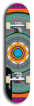 Skateboard deck: Limited edition, North American maple skateboard deck designed by underground artist BellyRash - available widths 7.5 to 8.5 inches in both mellow concave and steep concave shapes. Artwork: DHARMAMECHANIC logo brand popsicle-shaped deck 