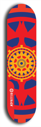 Skateboard deck: Limited edition, North American maple skateboard deck designed by underground artist BellyRash - available widths 7.5 to 8.5 inches in both mellow concave and steep concave shapes. Artwork: DHARMAMECHANIC logo brand popsicle-shaped deck 